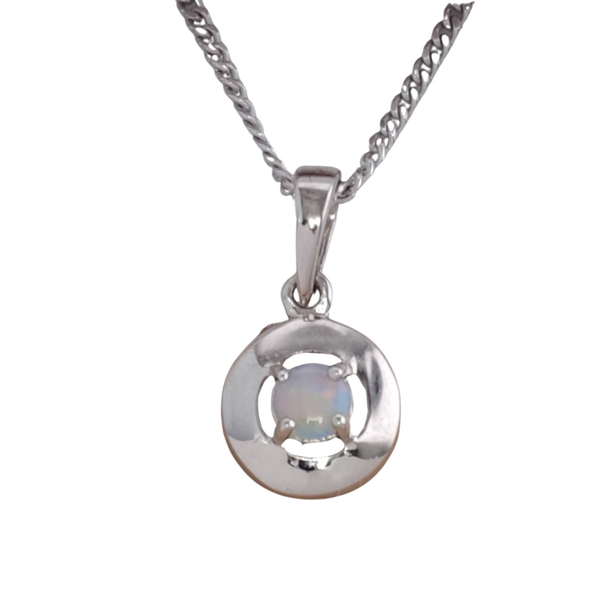 Opal Sterling Silver Minimalist Pendant Natural White Gemstone Variations