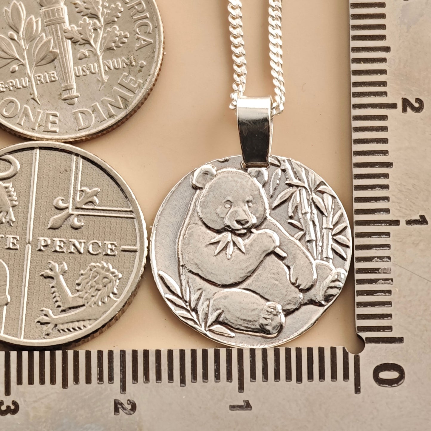 Panda Coin Necklace – Deep Engraved Recycled Sterling Silver