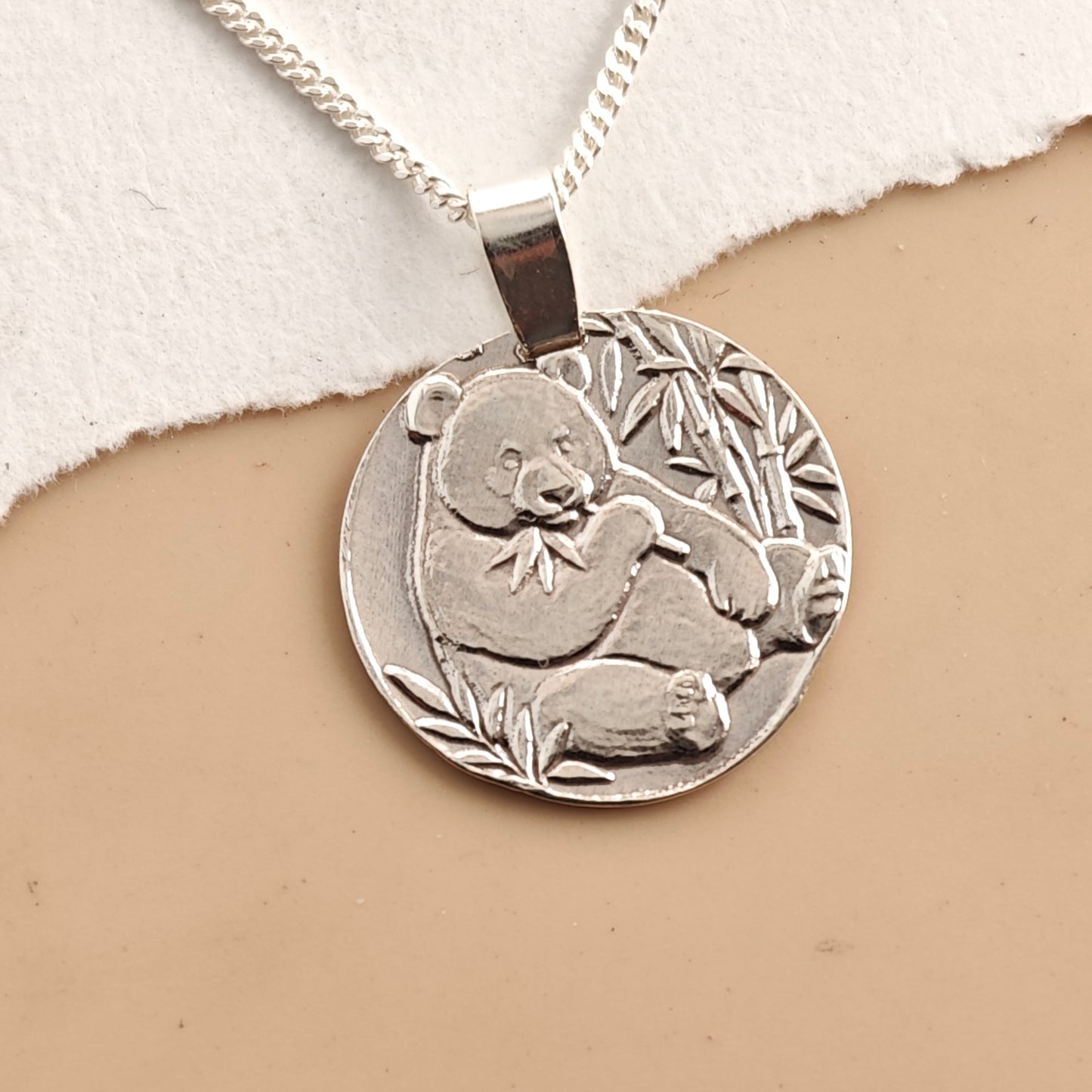 Panda Coin Necklace – Deep Engraved Recycled Sterling Silver