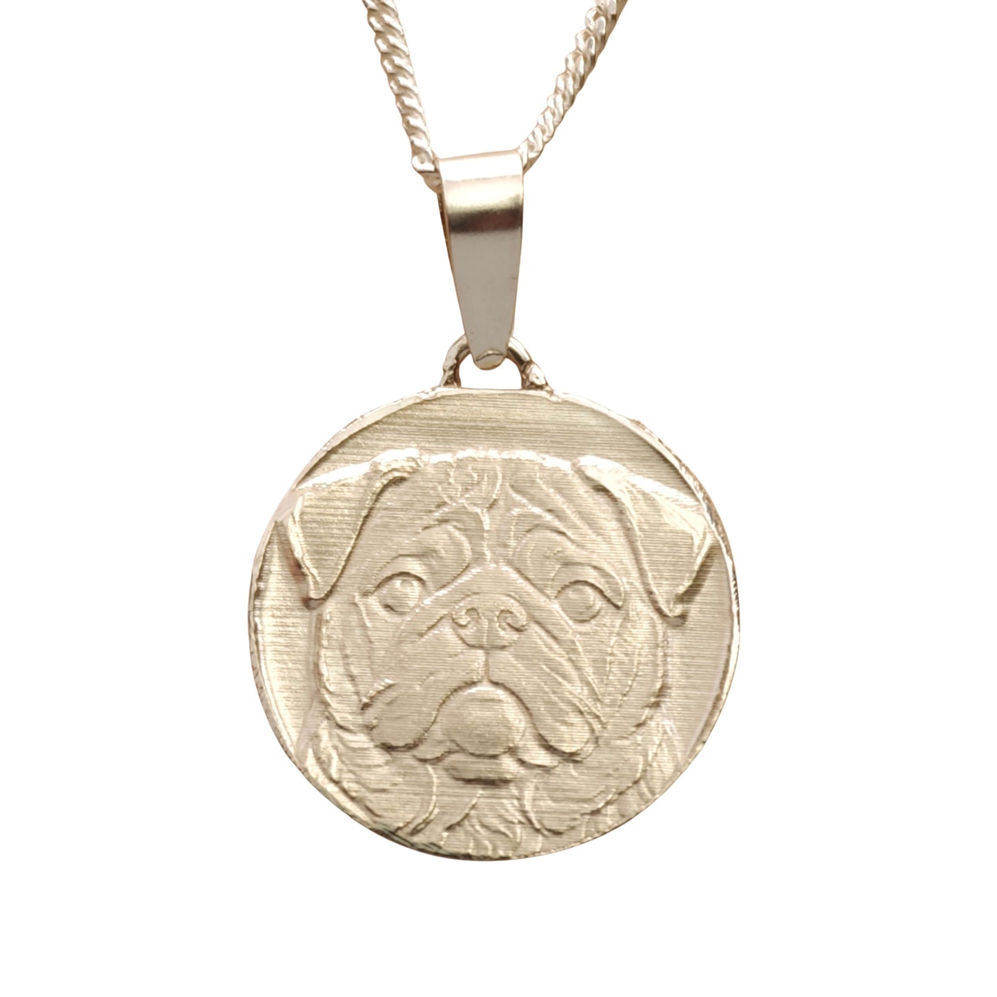 Pug Engraved Sterling Silver Coin Necklace