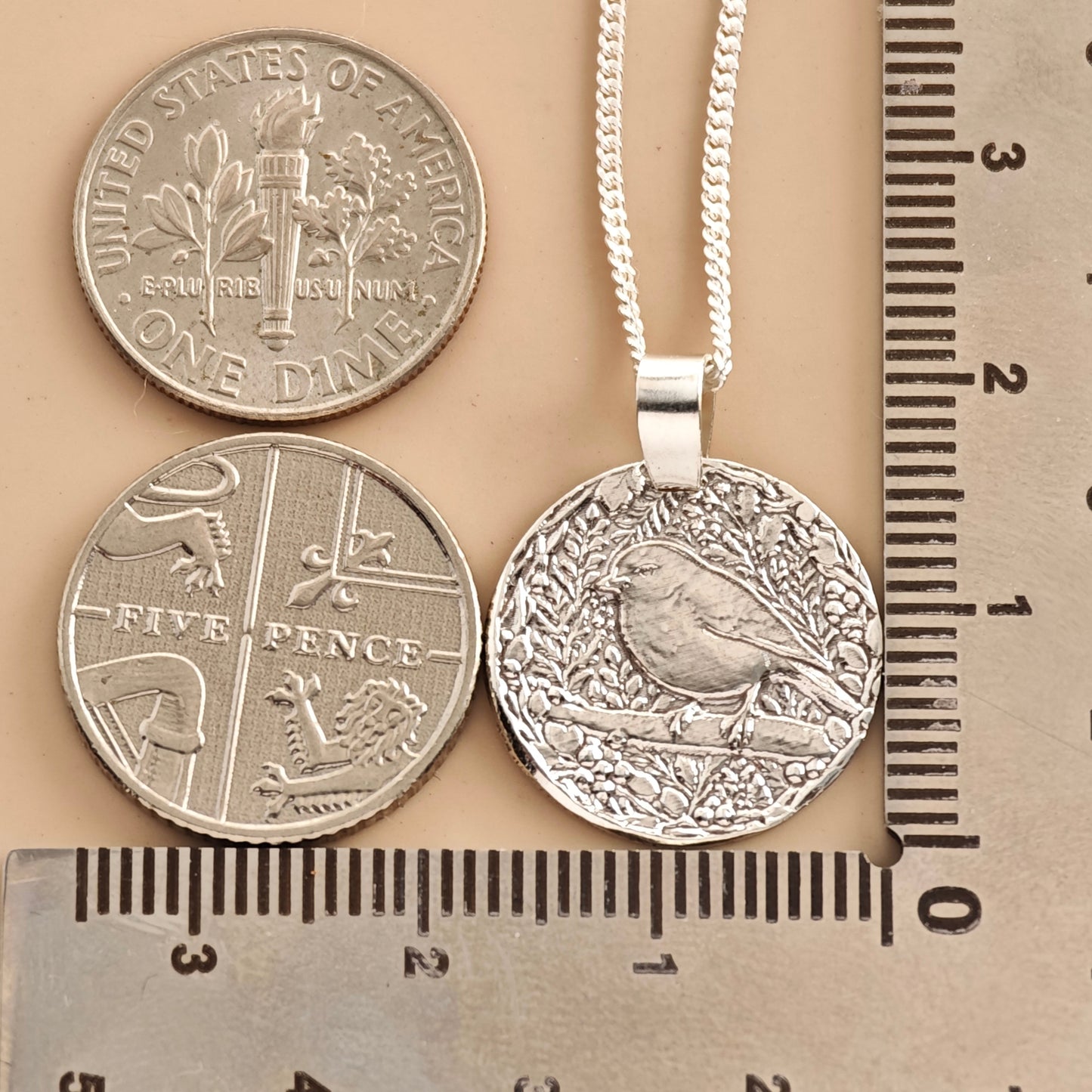 Robin Coin Necklace – Deep Engraved Recycled Sterling Silver