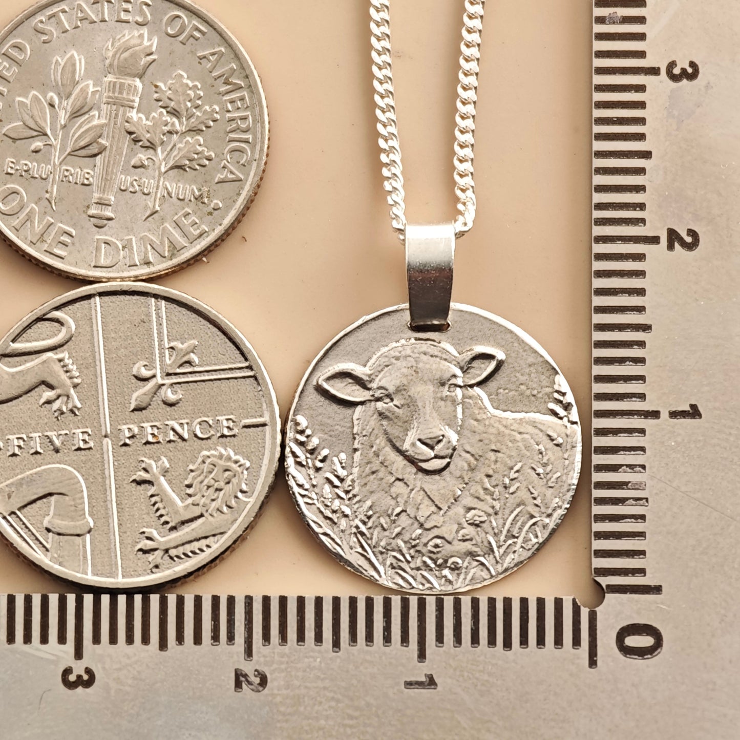 Sheep Coin Necklace – Deep Engraved Recycled Sterling Silver