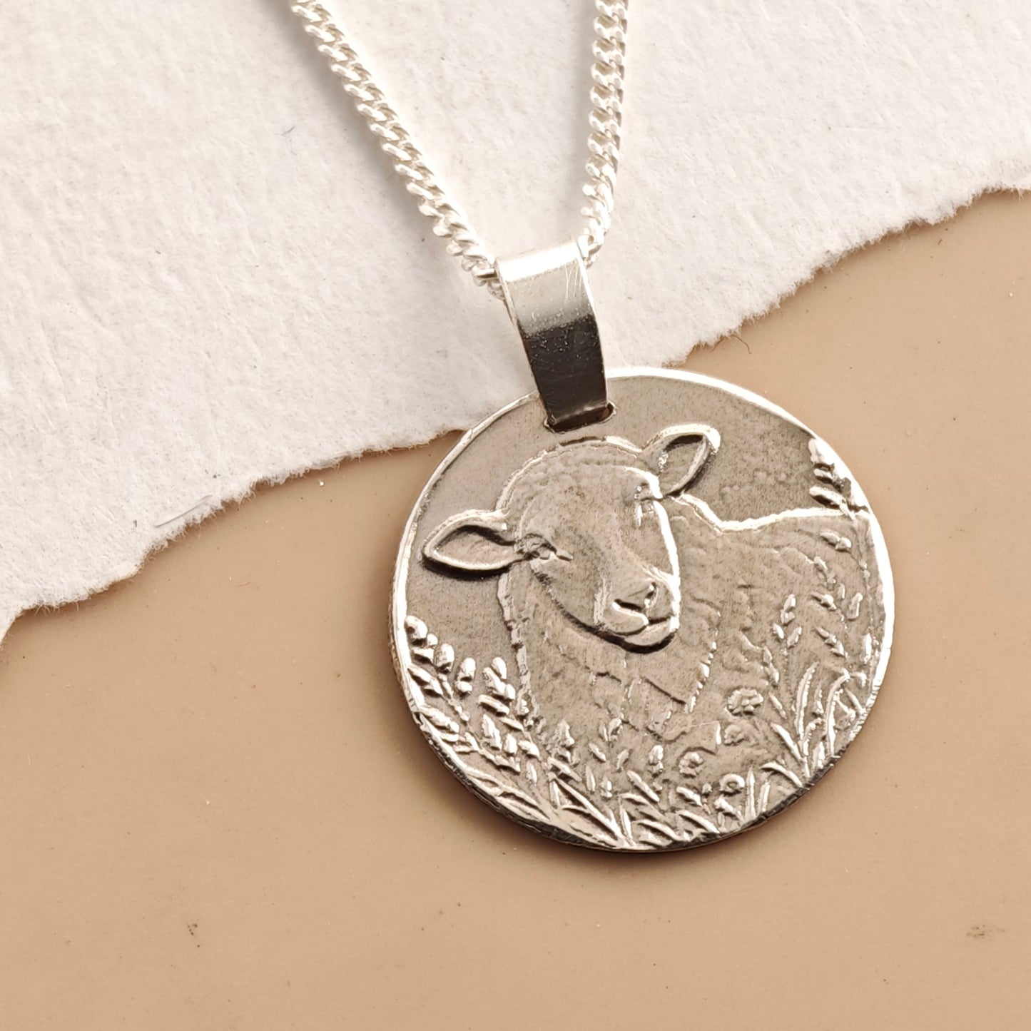 Sheep Coin Necklace – Deep Engraved Recycled Sterling Silver
