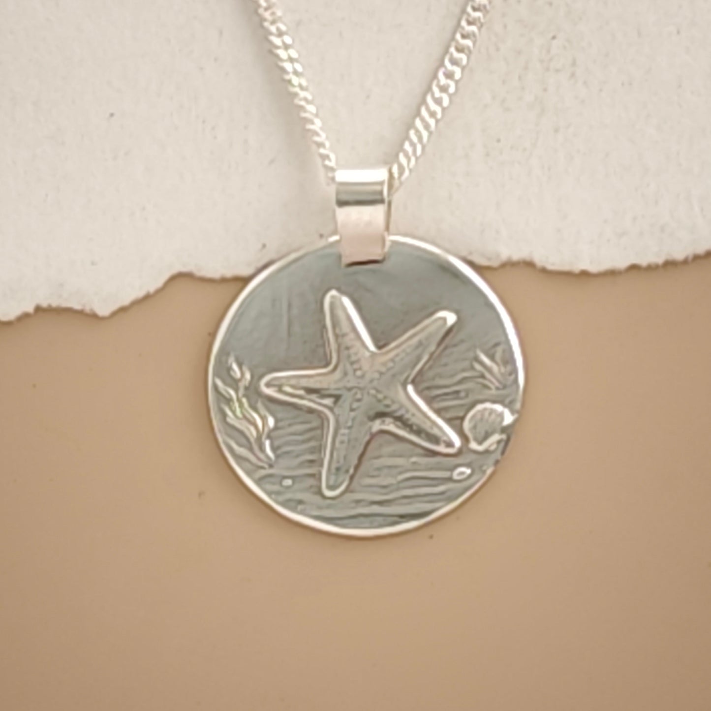 Starfish Coin Necklace – Deep Engraved Recycled Sterling Silver