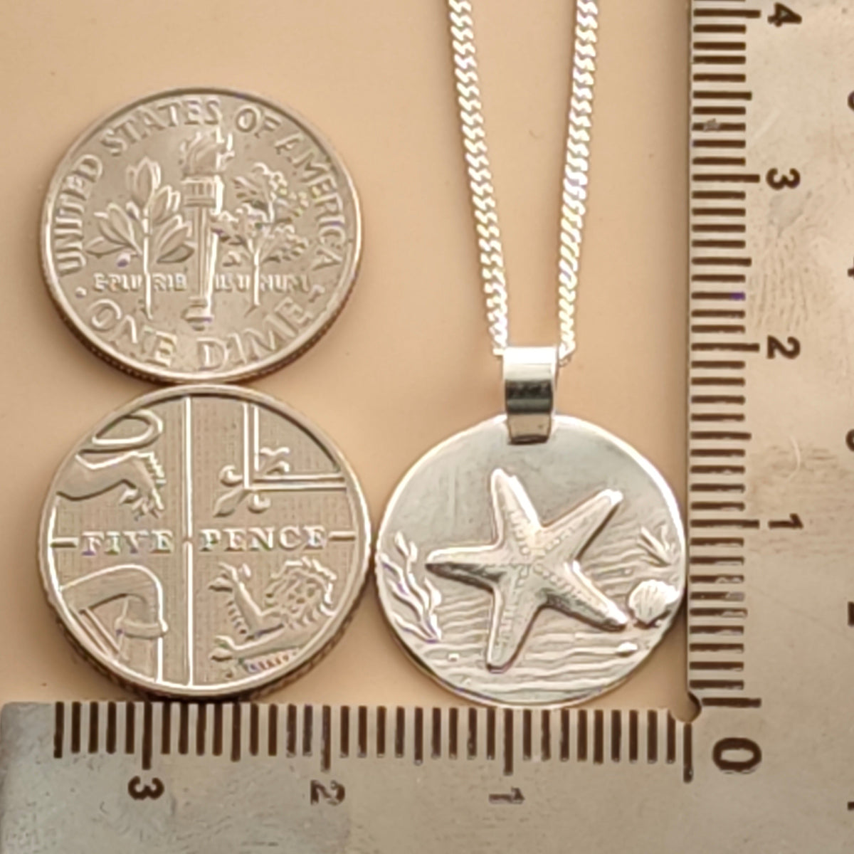 Starfish Coin Necklace – Deep Engraved Recycled Sterling Silver