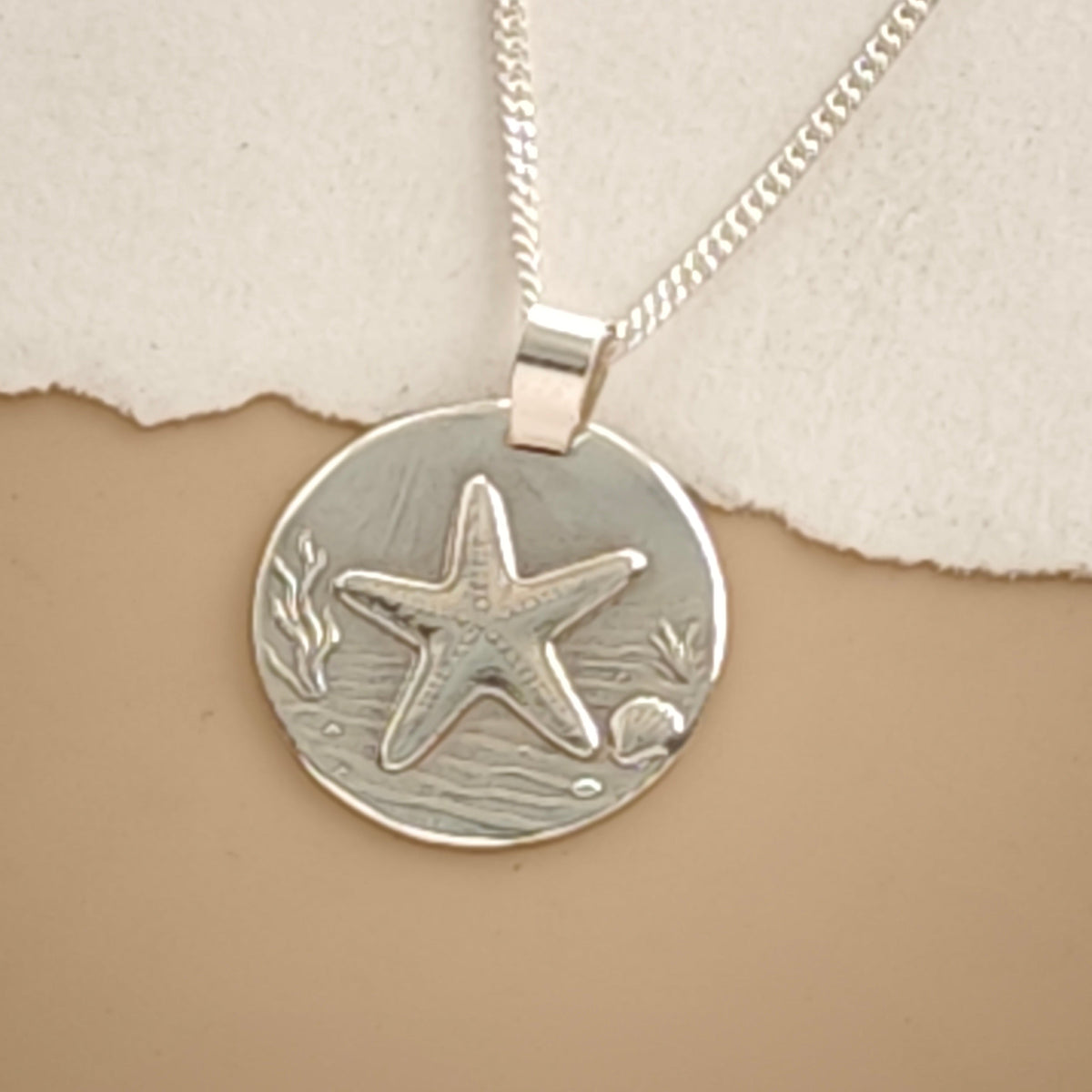 Starfish Coin Necklace – Deep Engraved Recycled Sterling Silver