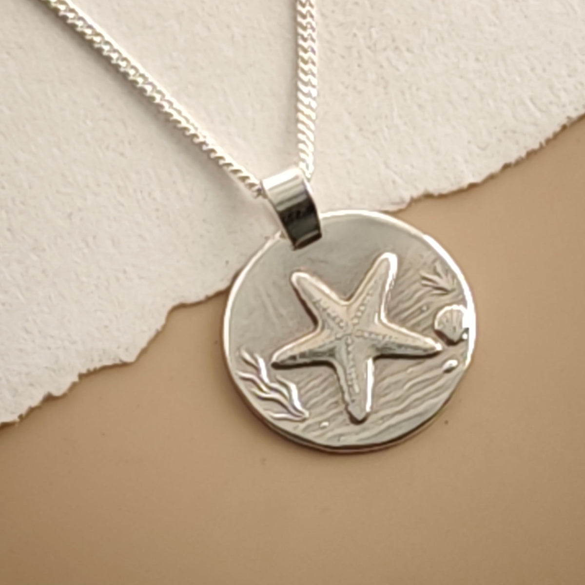 Starfish Coin Necklace – Deep Engraved Recycled Sterling Silver
