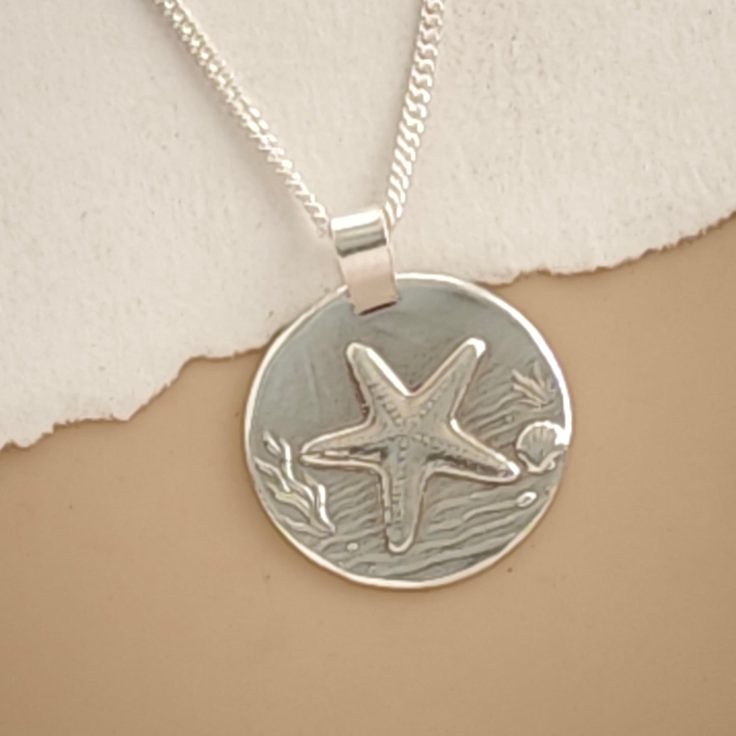 Starfish Coin Necklace – Deep Engraved Recycled Sterling Silver