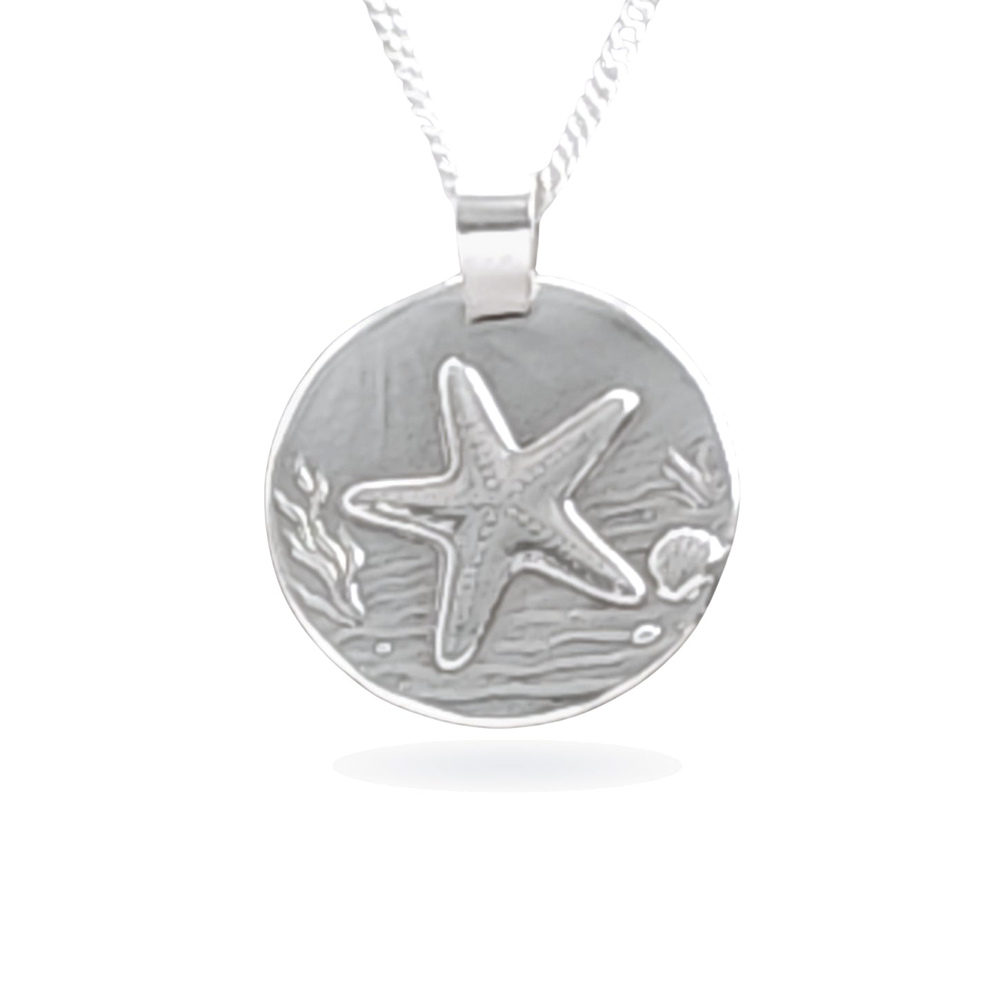 Starfish Engraved Sterling Silver Coin Necklace