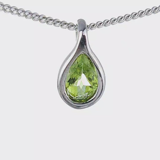 Peridot Pear Pendant Sterling Silver Video