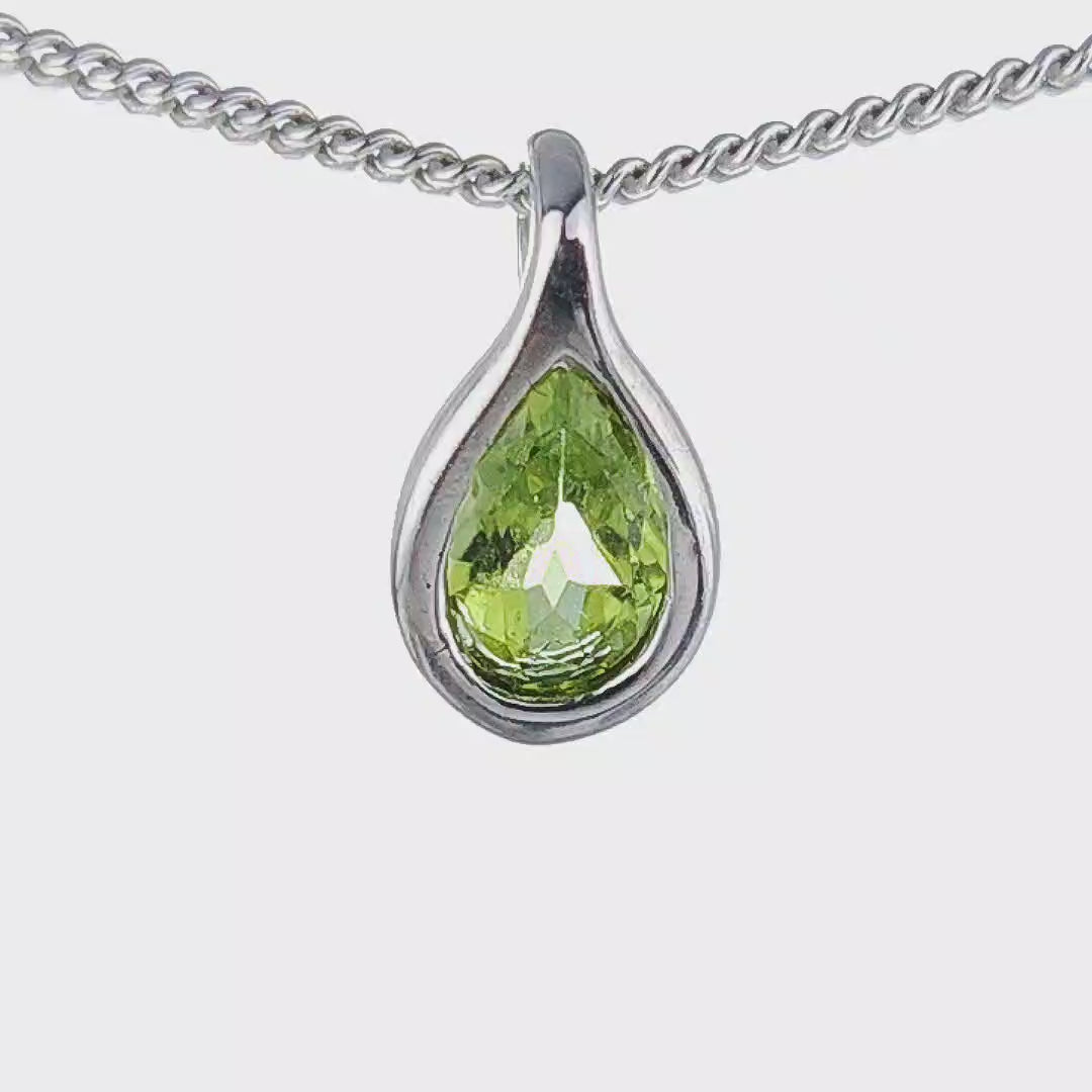 Peridot Pear Pendant Sterling Silver Video