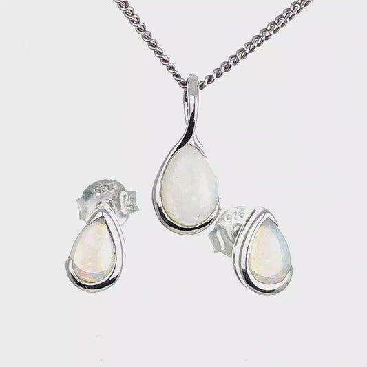 Opal Neckace and Earring Set Eternity Loop