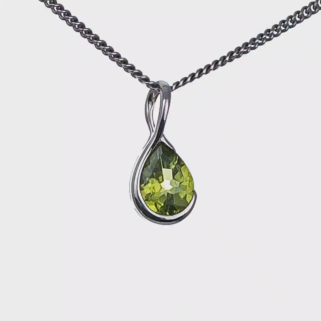 Peridot Pear Pendant Sterling Silver Video
