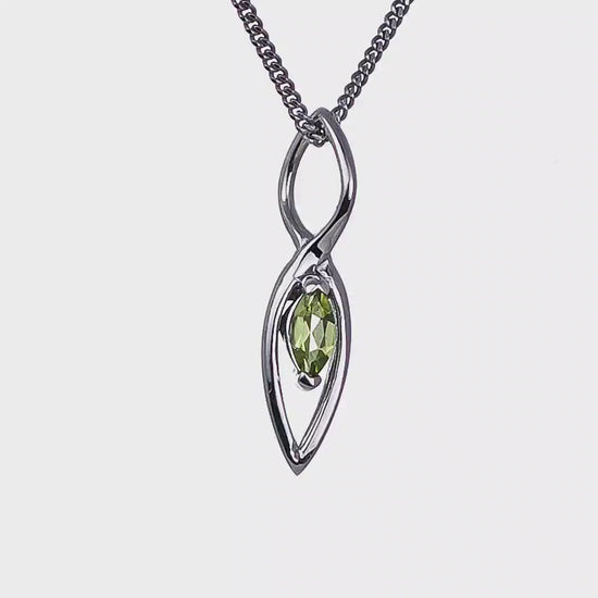 Peridot Marquise infinity Dangle Pendant Sterling Silver Video