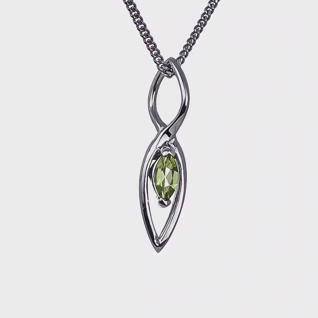 Peridot Marquise infinity Dangle Pendant Sterling Silver Video