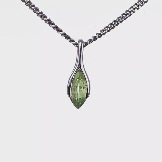 Peridot Marquise Minimalist Pendant Sterling Silver Video