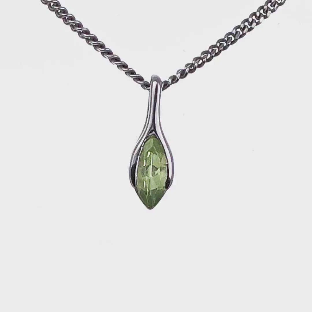 Peridot Marquise Minimalist Pendant Sterling Silver Video
