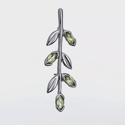 Peridot Olive Branch Brooch Sterling Silver Video