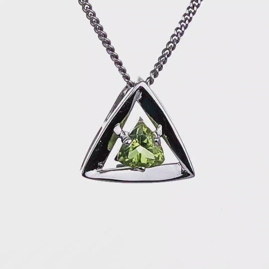 Peridot Trillion Sterling Silver Pendant Video