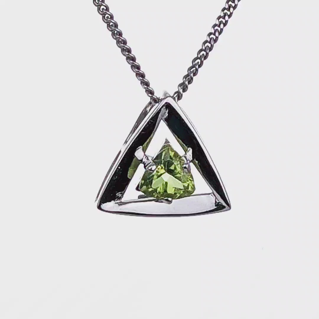 Peridot Trillion Sterling Silver Pendant Video