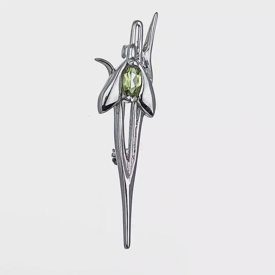 Peridot Snowdrop Brooch Sterling Silver Video