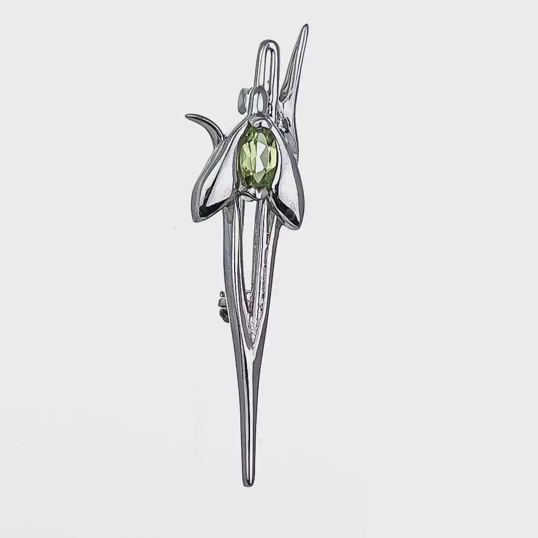 Peridot Snowdrop Brooch Sterling Silver Video