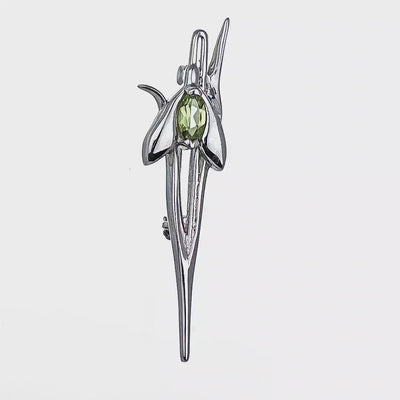 Peridot Snowdrop Brooch Sterling Silver Video
