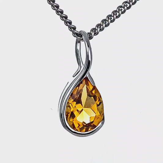 Citrine Pendant Sterling Silver Infinity Loop