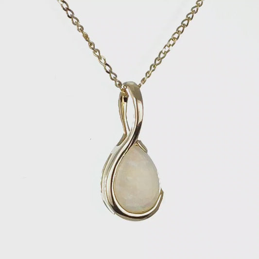Elegant 9ct Gold White Opal Necklace