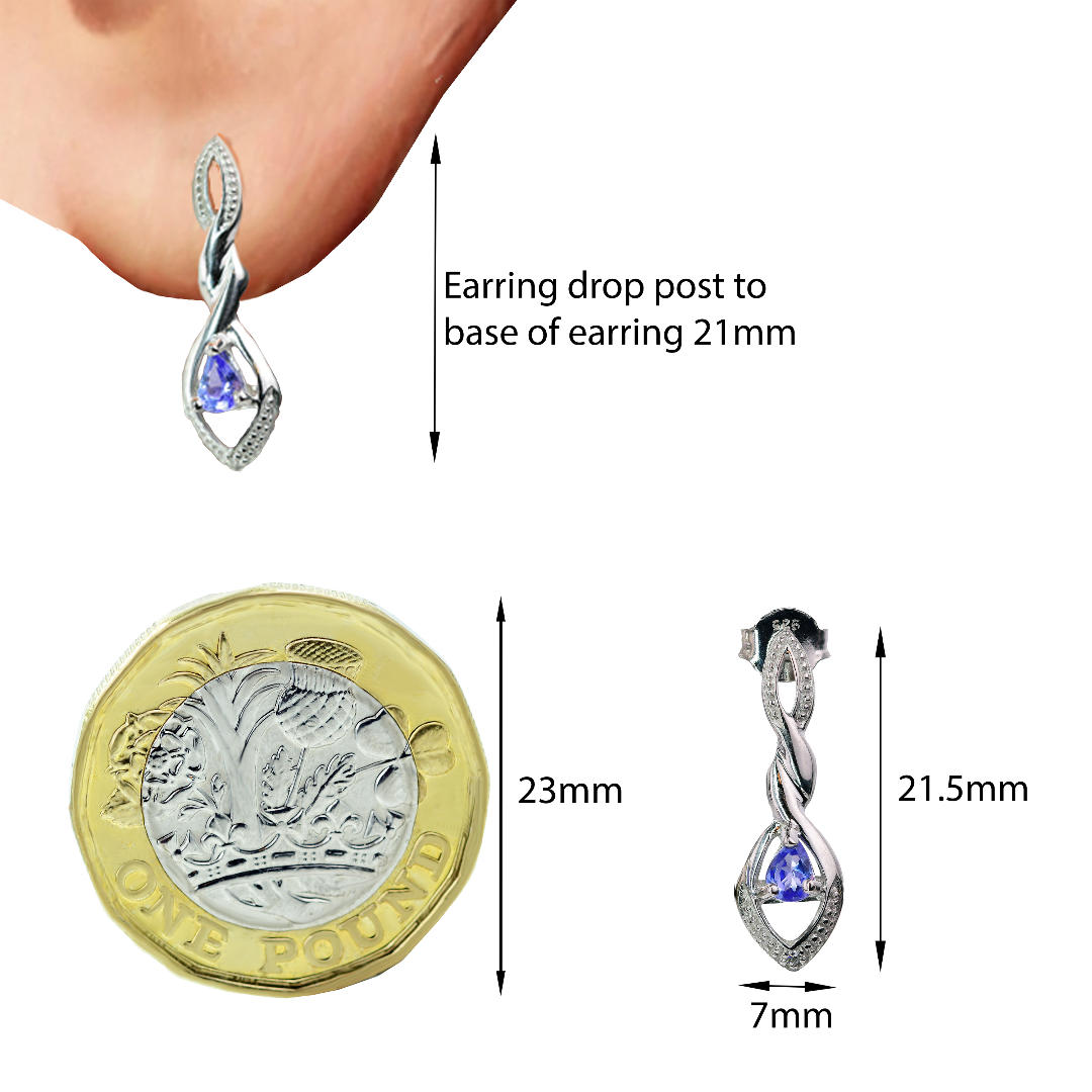 Tanzanite Earrings in Sterling Silver – Presented in Gift-Ready Packaging
