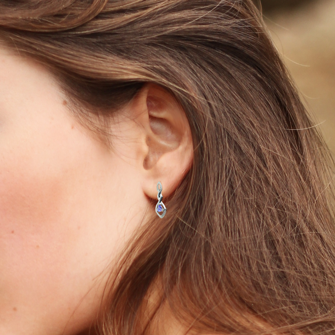 Tanzanite Earrings in Sterling Silver – Handcrafted Natural Gemstone