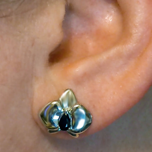 Silver Sapphire Earrings Stud Aphrodite Orchid Natural Blue Australian 0.6ct