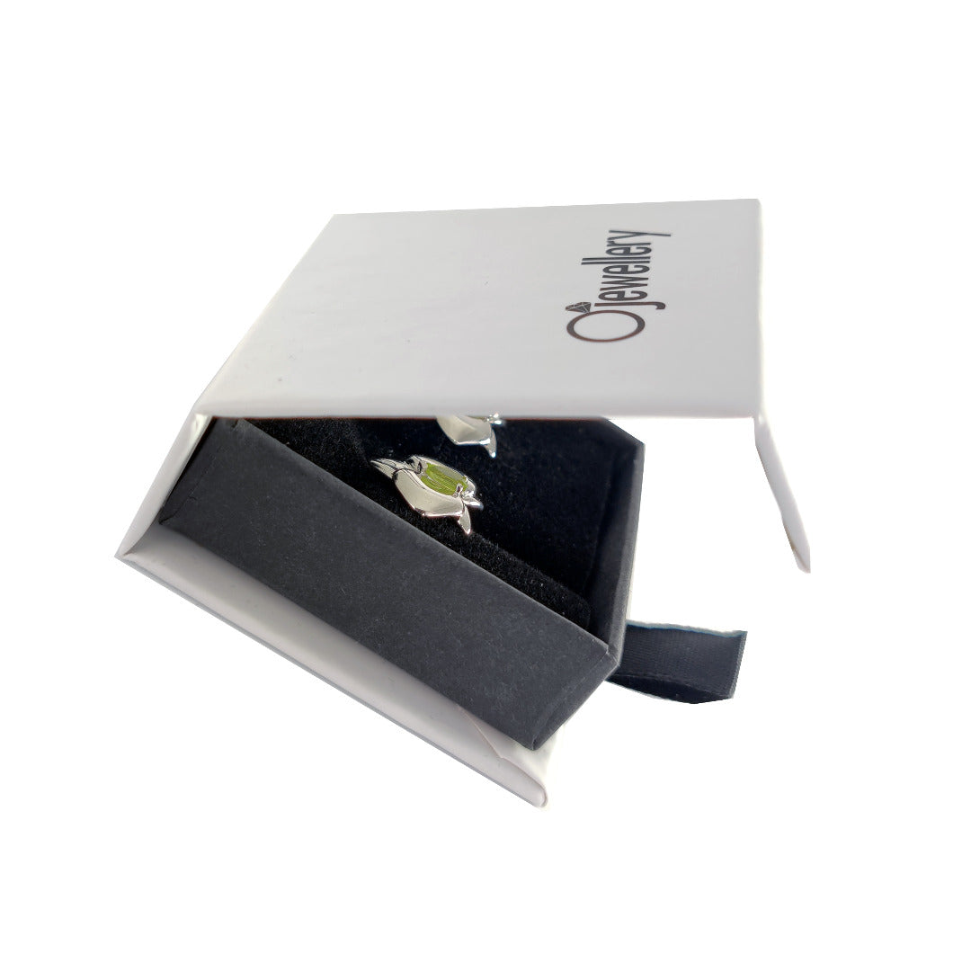 Peridot orchid flower earrings sterling silver boxed