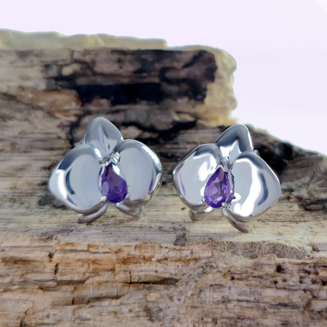 Amethyst Earrings in Sterling Silver – Handcrafted Natural Gemstone
