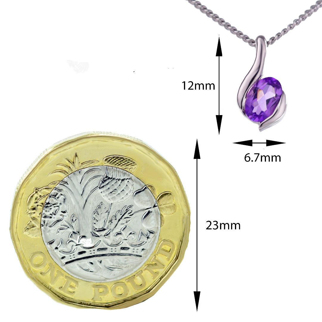 Amethyst Necklace Earring Set 0.91ct Purple Silver 18'' February Birthstone