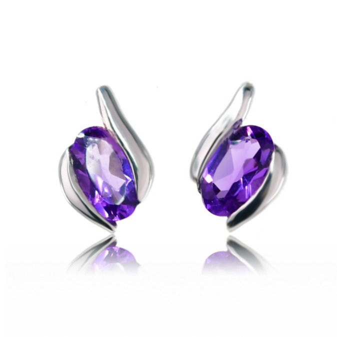 amethyst stud earrings contemporary sterling silver designed in the UK