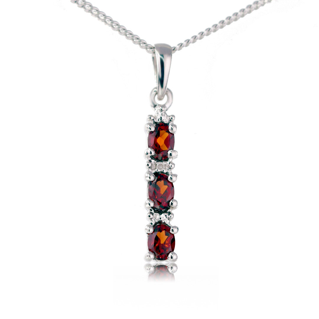 garnet diamond neckalce sterling silver designed in the UK