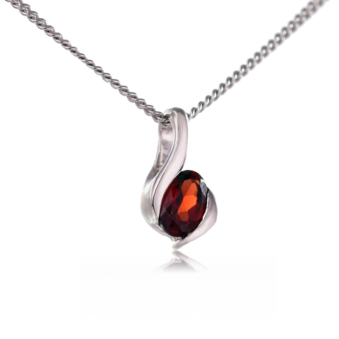 Garnet Necklace in Sterling Silver – Presented in Gift-Ready Packaging