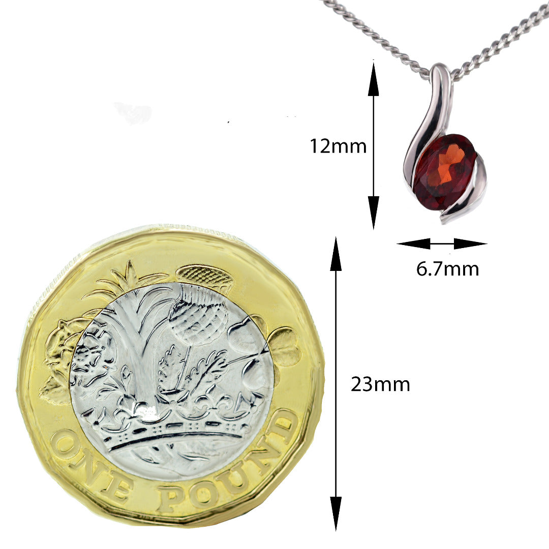Garnet Necklace 0.55ct Sterling Silver Red Pendant 18'' January Birthstone