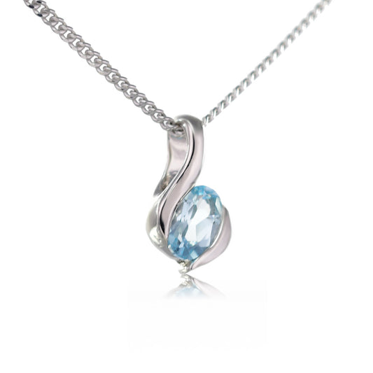 Topaz Necklace 0.57ct Sterling Silver Blue Pendant 18'' December Birthstone