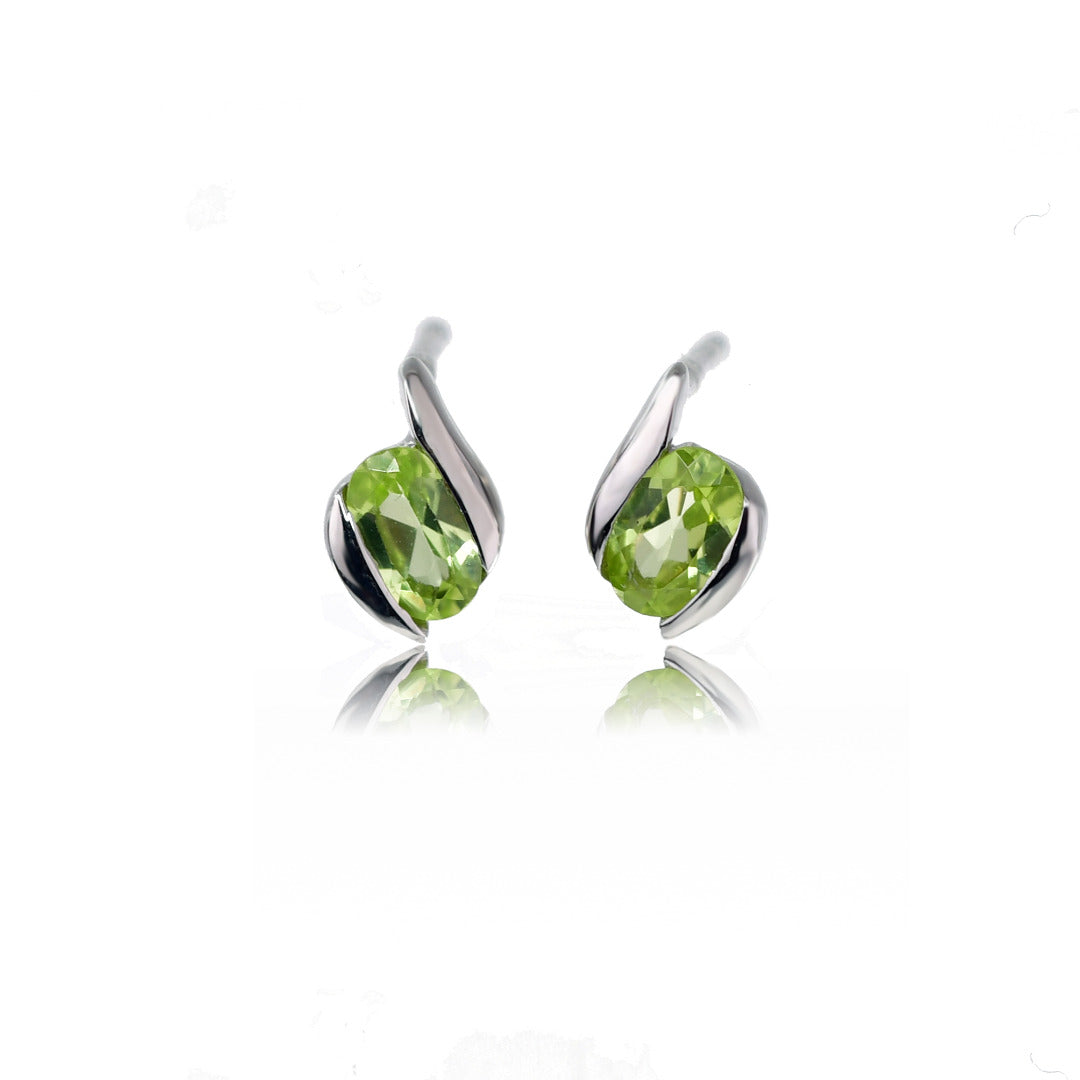 Silver Peridot Earrings Stud 0.56ct natural Contemporary
