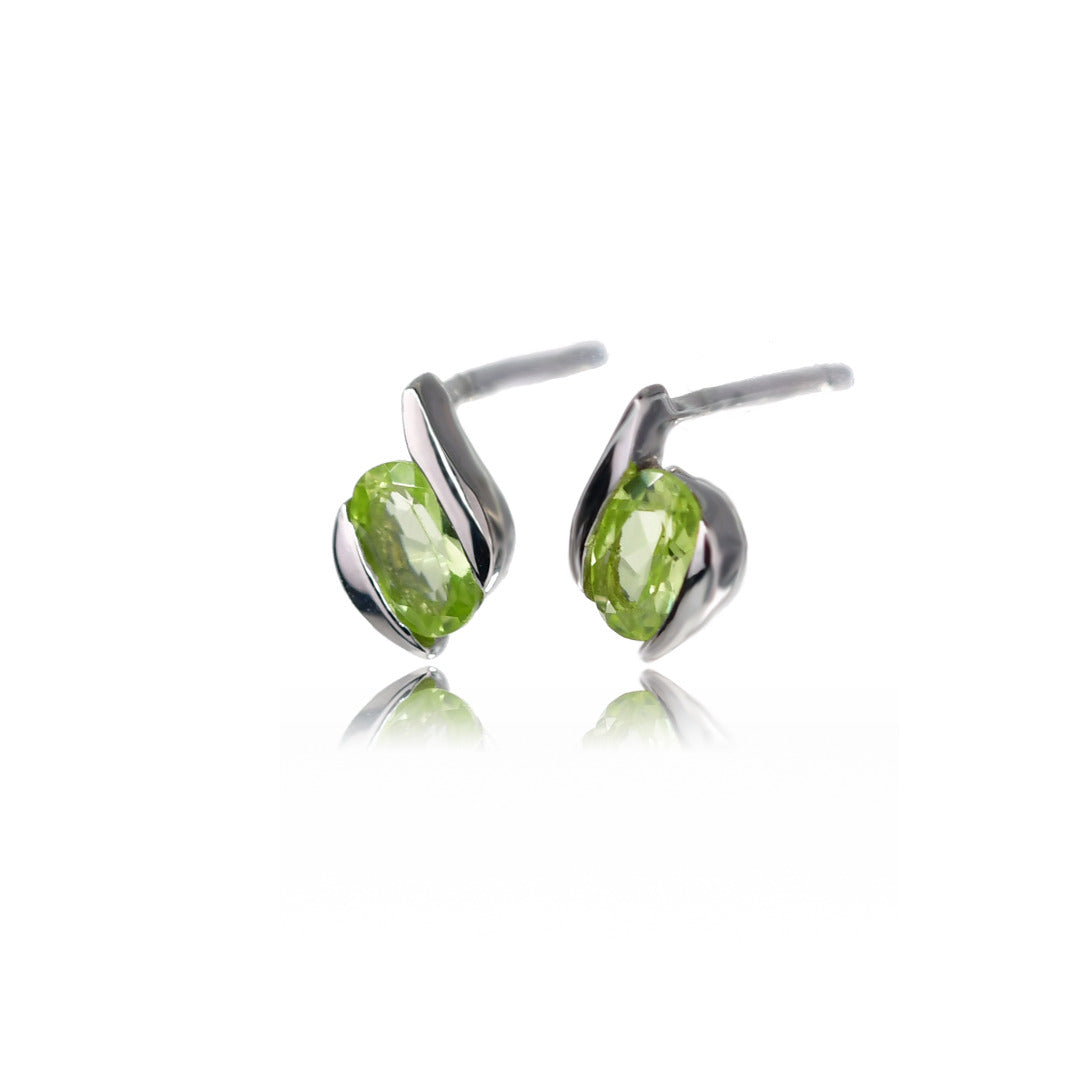 Silver Peridot Earrings Stud 0.56ct natural Contemporary