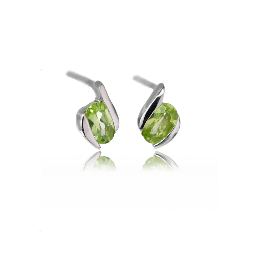 Silver Peridot Earrings Stud 0.56ct natural Contemporary