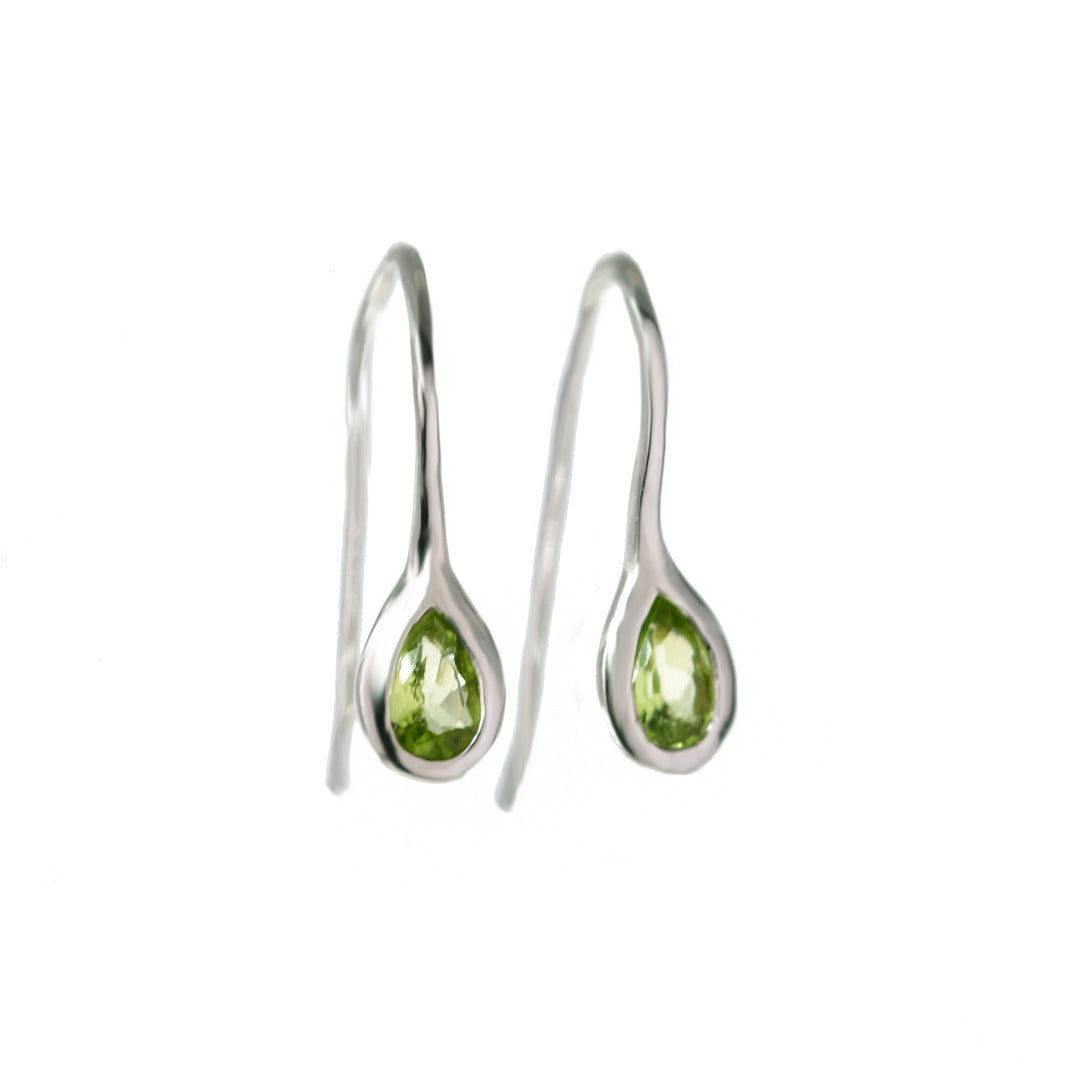 peridot dangle earrings sterling silver designed in the UK