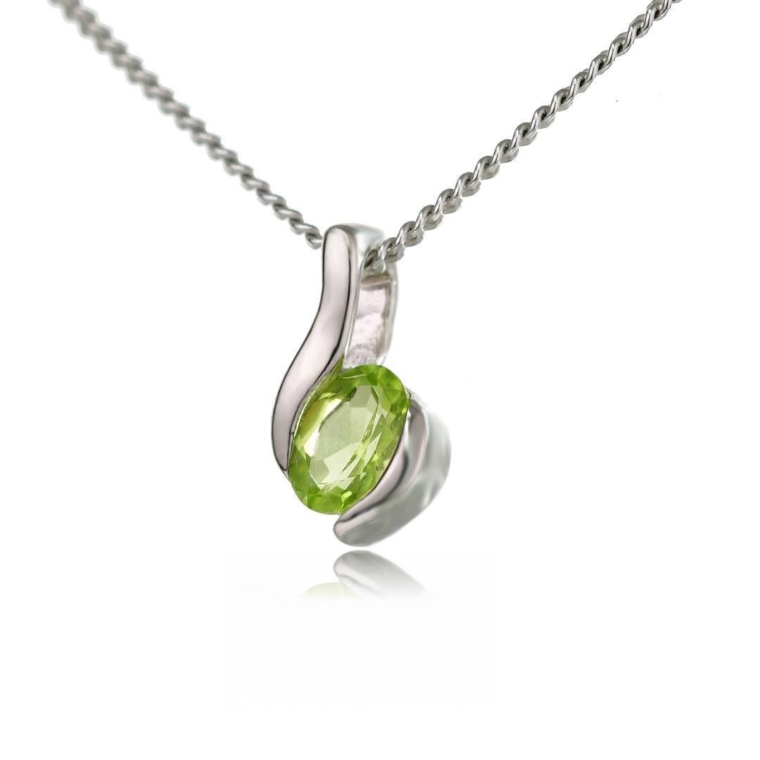 Peridot Necklace Earring Set Oval