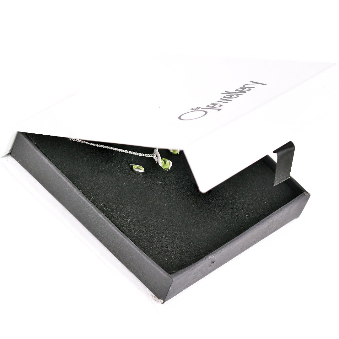 Peridot Necklace Earring Set Oval