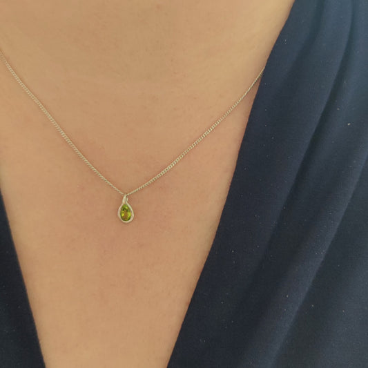 Peridot Pear Pendant Sterling Silver Model