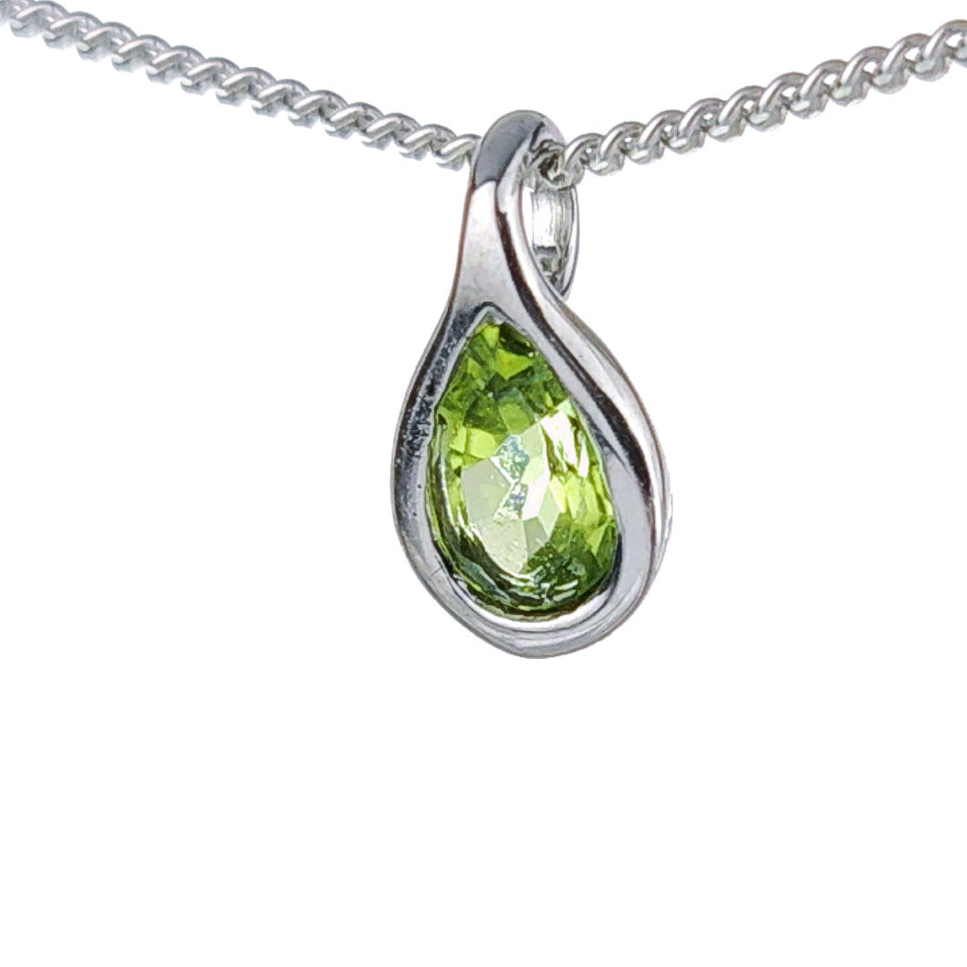 Peridot Pear Pendant Sterling Silver