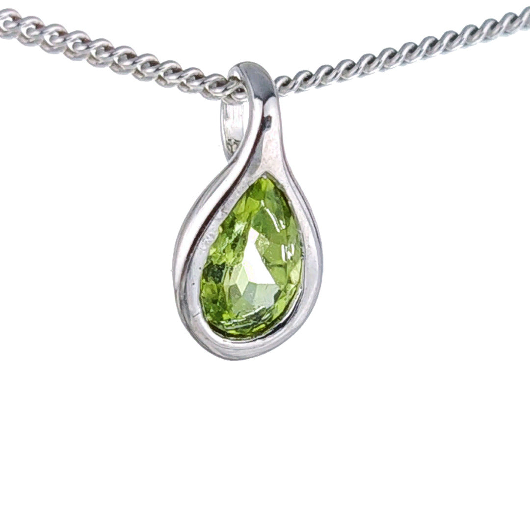 Peridot Pear Pendant Sterling Silver
