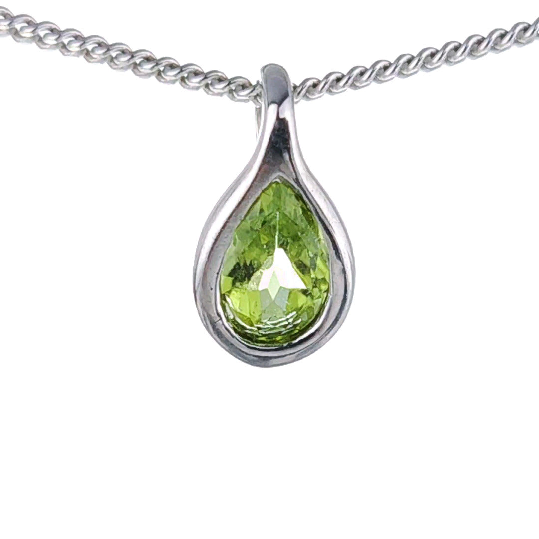 Peridot Pear Pendant Sterling Silver